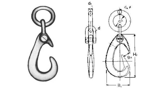 231209 CARGO HOOK WITH SHACKLE&RING, SWL 5TON